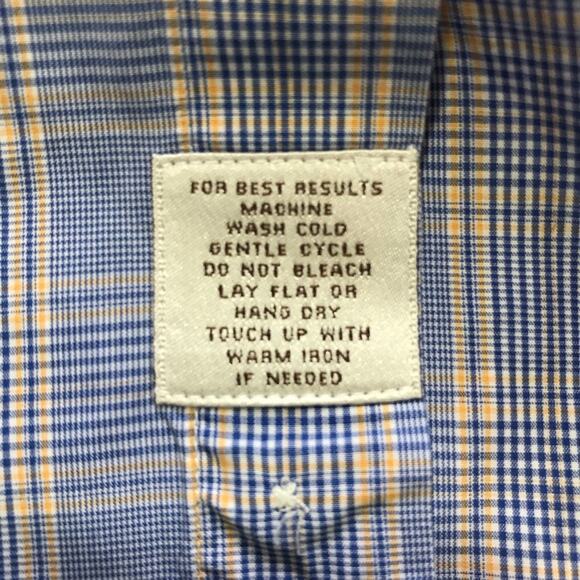 Peter Millar cotton blue yellow checkered long sleeve mens XL button down shirt - Picture 5 of 9